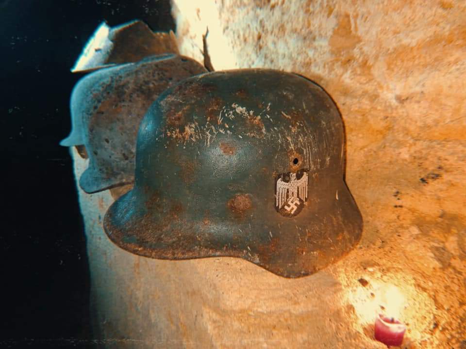 German helmet from WW2 sights