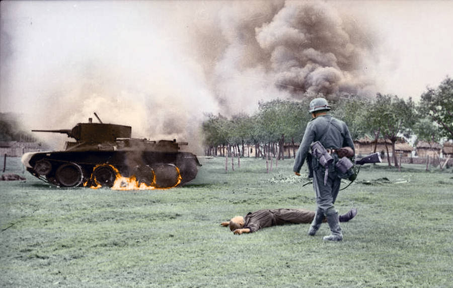 Color photo of Operation Barbarossa in WW2.