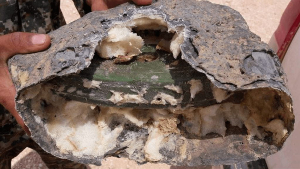An IED found hidden in a rock in the War in Syria